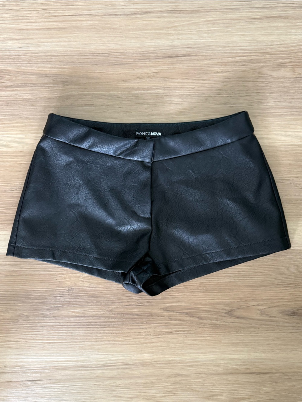 NWT Fashion Nova Black Faux Leather micro shorts